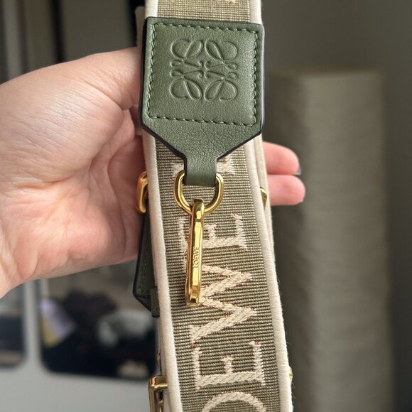 Loewe Anagram Strap in Jacquard and Calfskin | Color: Avocado Green - Picture 2 of 9